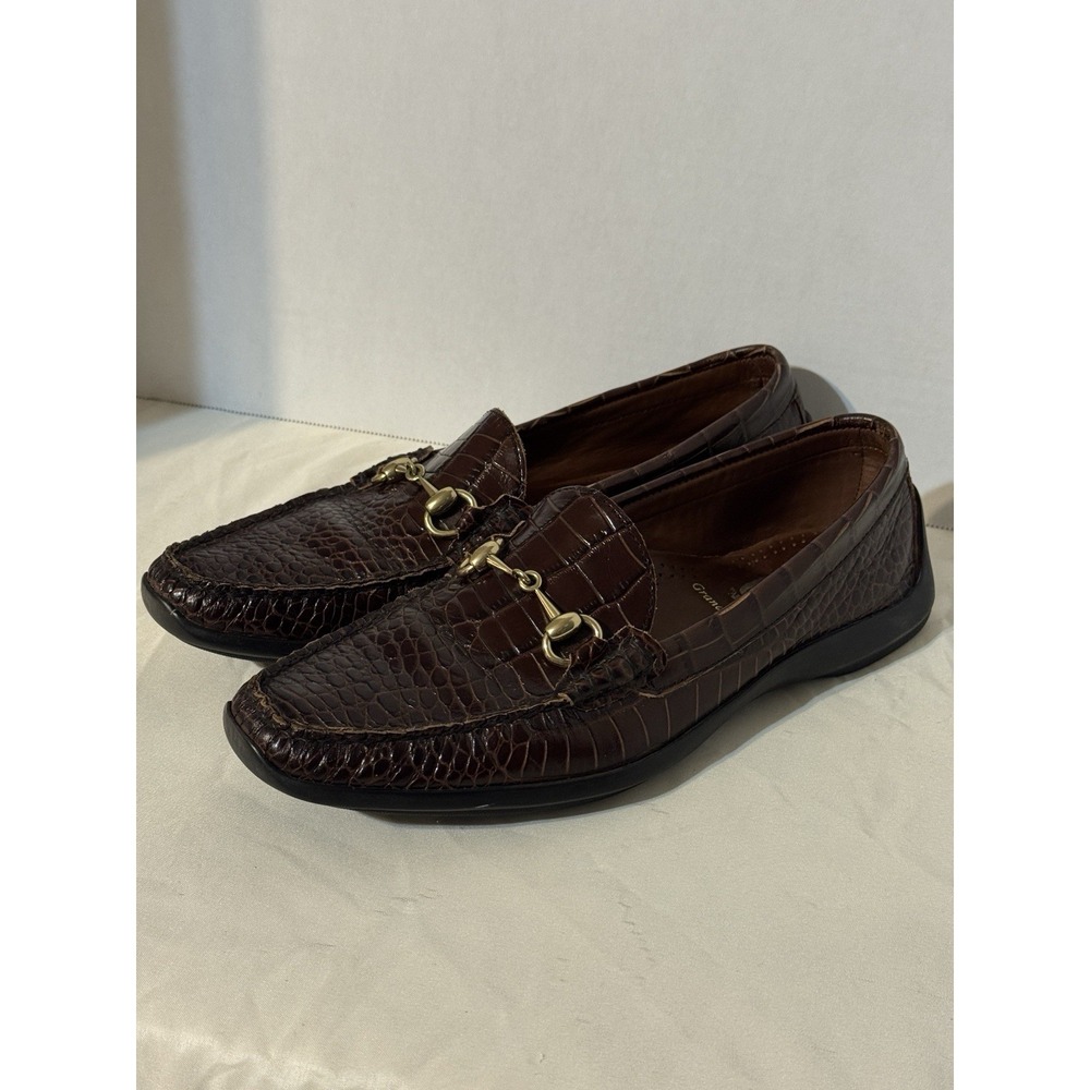 Allen Edmonds Grand Cayman Brown Croc Bit Loafers Men 9 B Moc Toe‎ Slip On Dress
